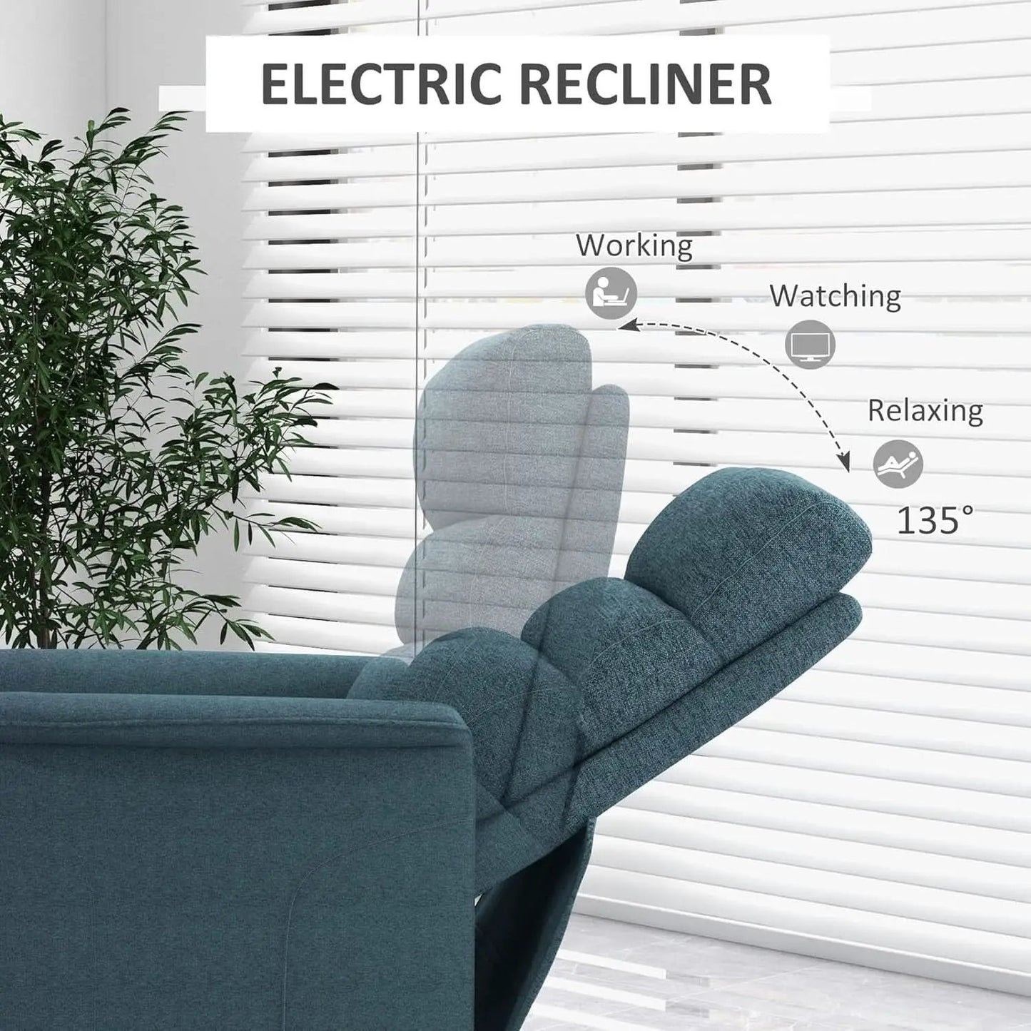 Blue Power Lift Recliner Chair With Remote Control from PriceLows™