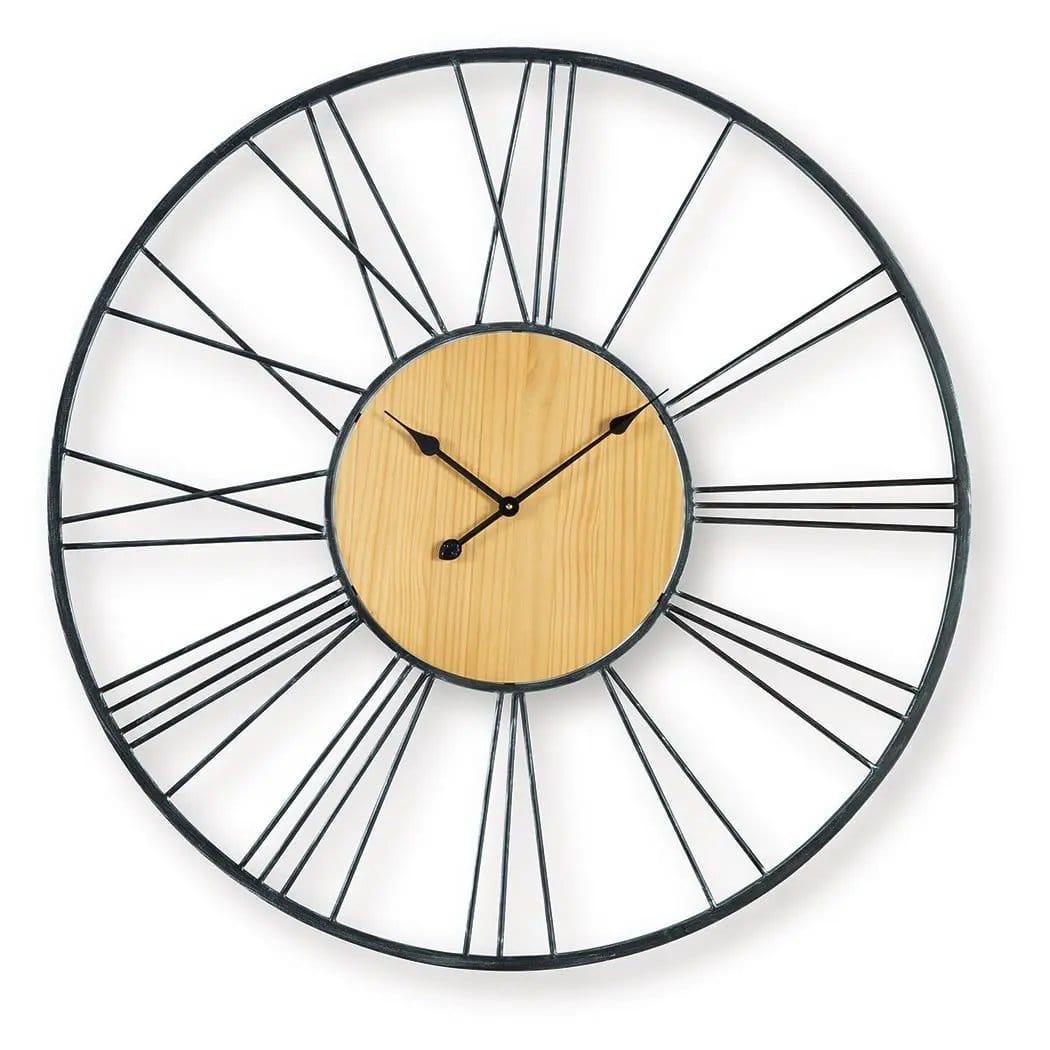 Brockett Wall Clock | 41.88 x 1.5 x 41.88 in | Metal & Wood | Black / Natural