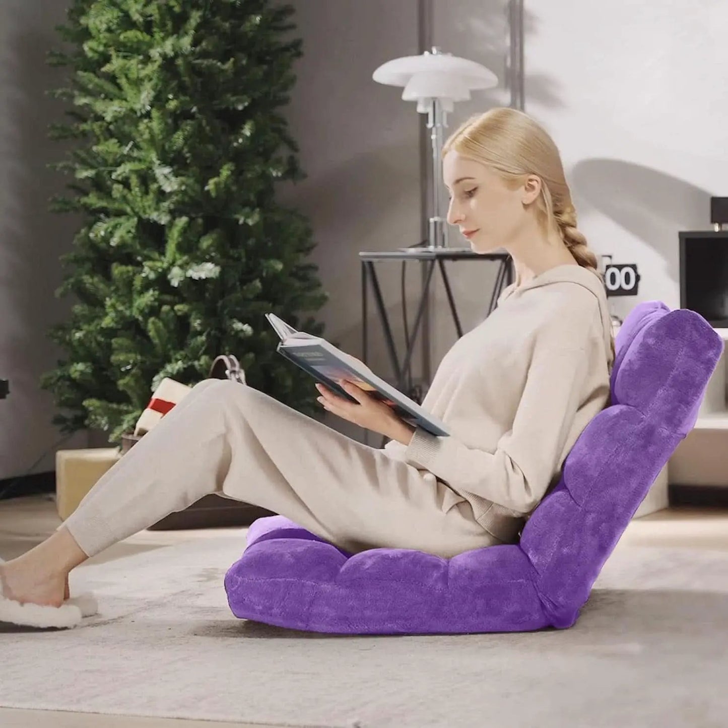 Purple Floor Chair With Back Support 14 Position Adjustable from PriceLows™