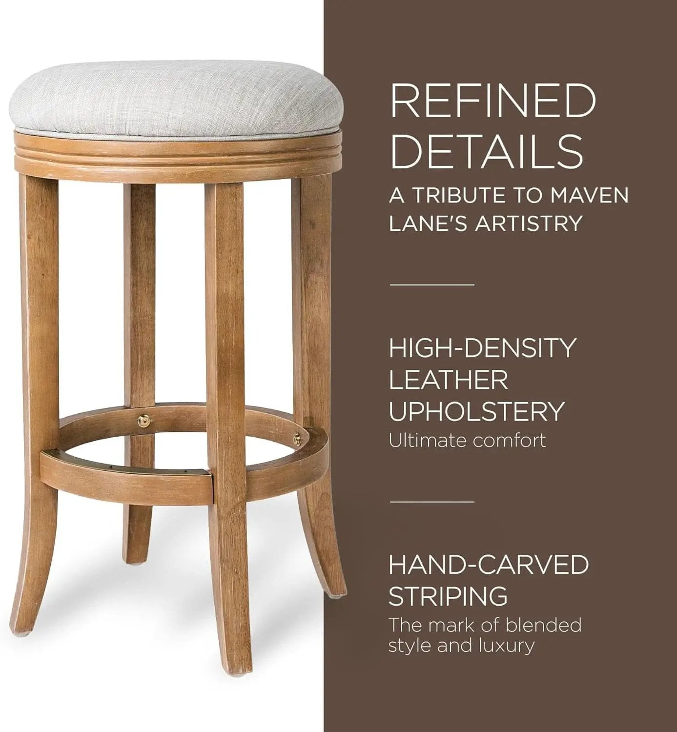Eva 31 Inch Bar Height Backless Swivel Bar Stool Weathered Oak Sand Fabric from PriceLows™