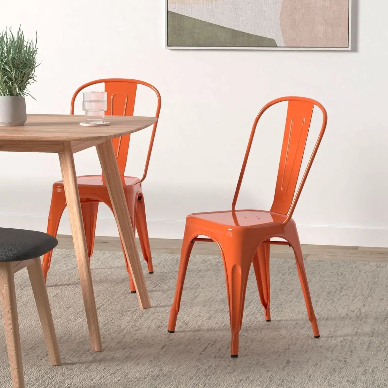 Tolix Style Metal Dining Chair 18 Inch Stackable Outdoor from PriceLows™