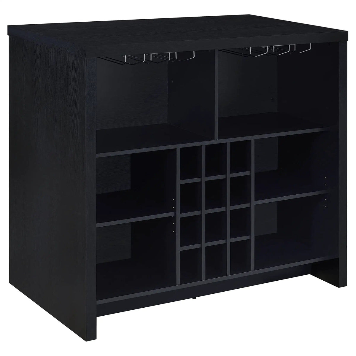 Topanga Engineered Wood Freestanding Home Bar | 47.25 x 23.5 x 43.5 in | Engineered Wood & Metal | Black
