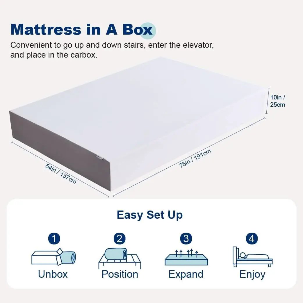 Memory Foam Mattress Full Size White Grey Hypoallergenic from PriceLows™