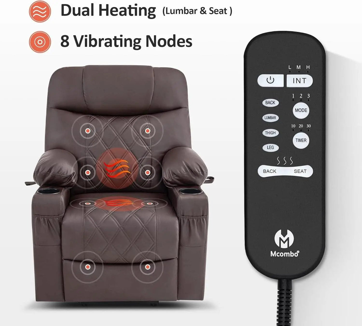 Petite Power Lift Recliner With Massage And Heating from PriceLows™