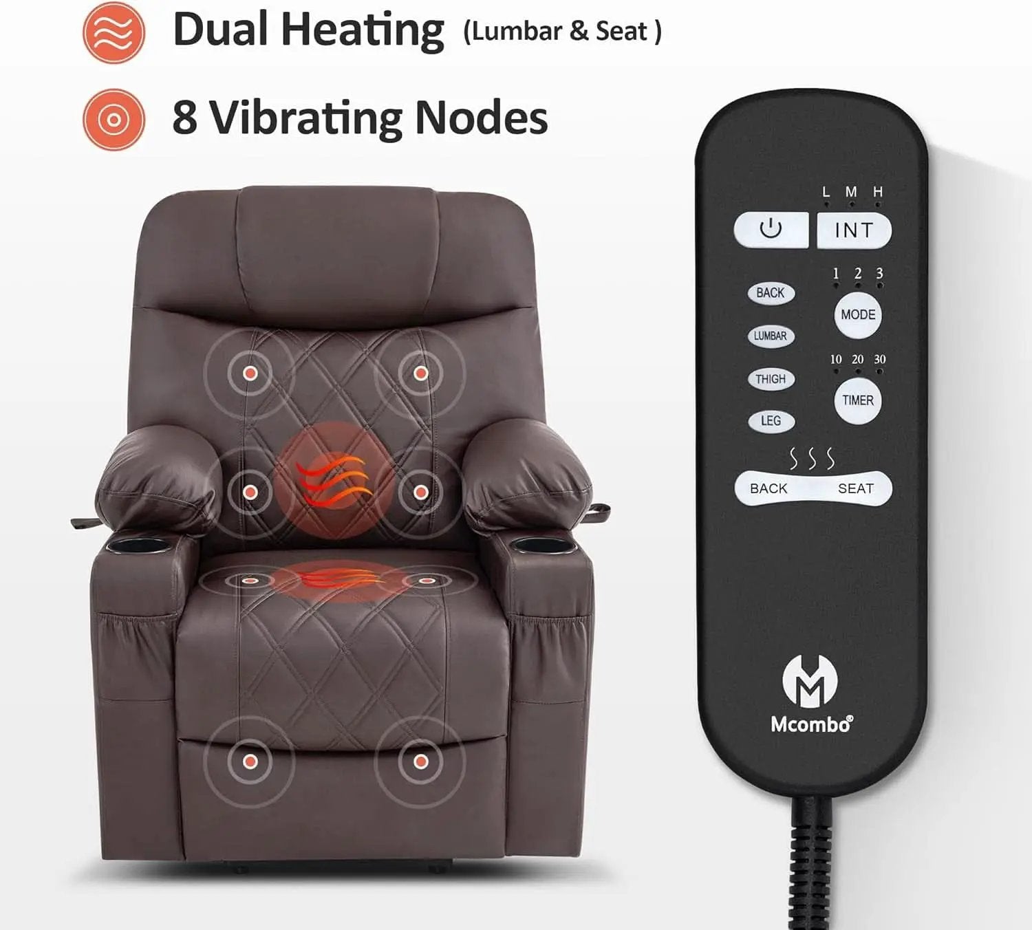 Petite Power Lift Recliner With Massage And Heating from PriceLows™