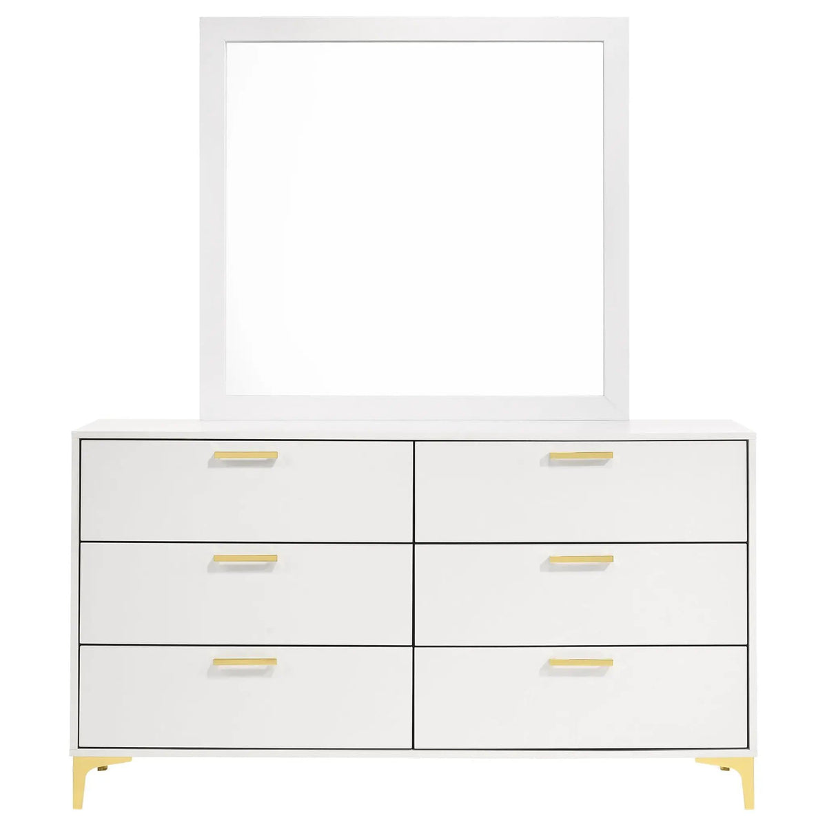 Kendall 6-drawer Dresser with Mirror | 58.5 x 15.75 x 73.75 in | 6-Drawer | White