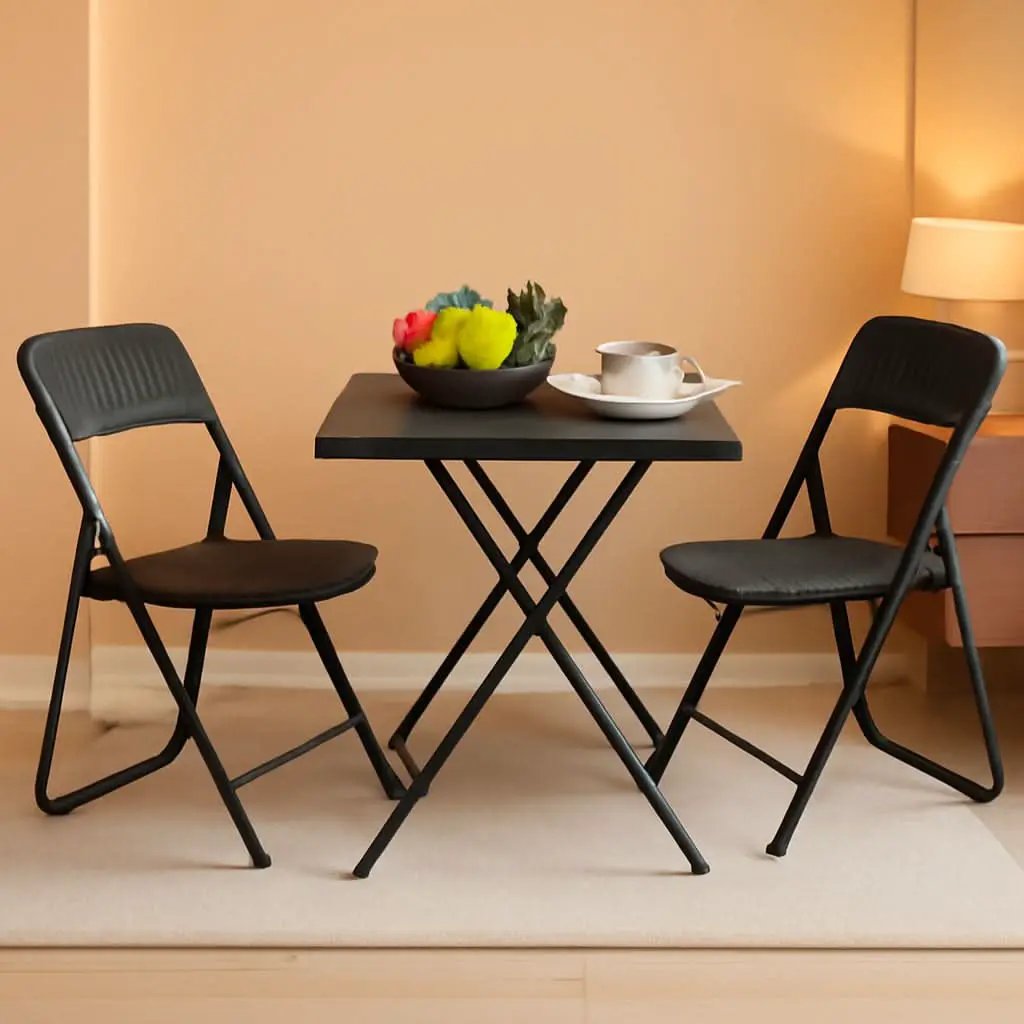 Three Piece Folding Patio Bistro Set All Weather Black For Balcony Porch And Backyard Outdoor Furniture from PriceLows™