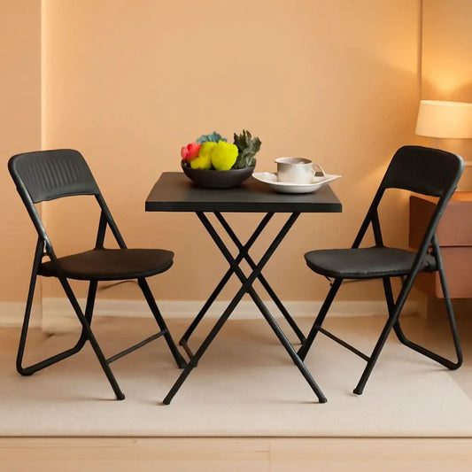 Three Piece Folding Patio Bistro Set All Weather Black For Balcony Porch And Backyard Outdoor Furniture from PriceLows™