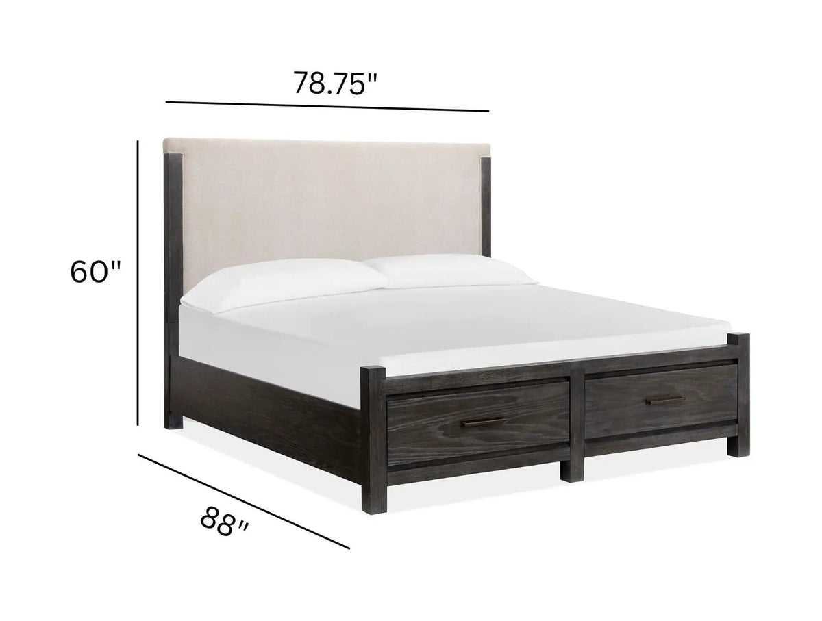 Plum Creek Upholstered Panel Storage Bed | 6 Pieces | Oak Veneer | Bedroom