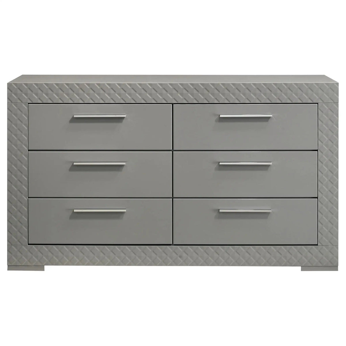 Ives 6-drawer Dresser Cabinet Grey High Gloss | 63 x 18 x 36.5 in | 6-Drawer | Bedroom