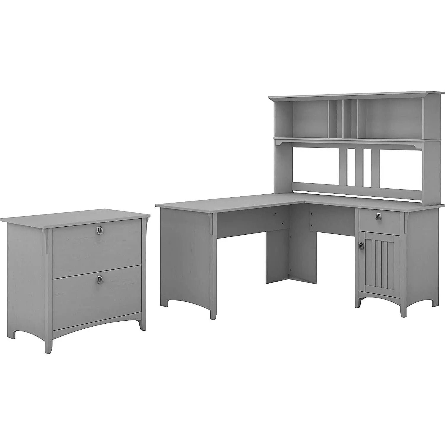 60W L Shaped Desk With Hutch And File Cabinet Home Office from PriceLows™