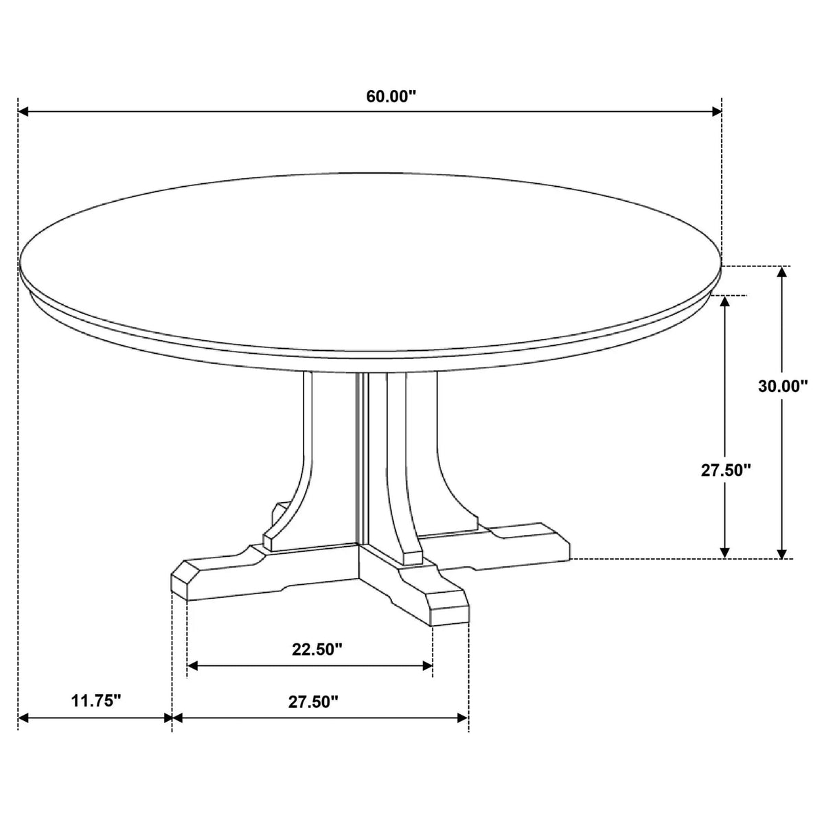 Hartville 60-inch Round Dining Table Natural Light | 60 x 60 x 30 in | Rubberwood & Engineered Wood | Brown