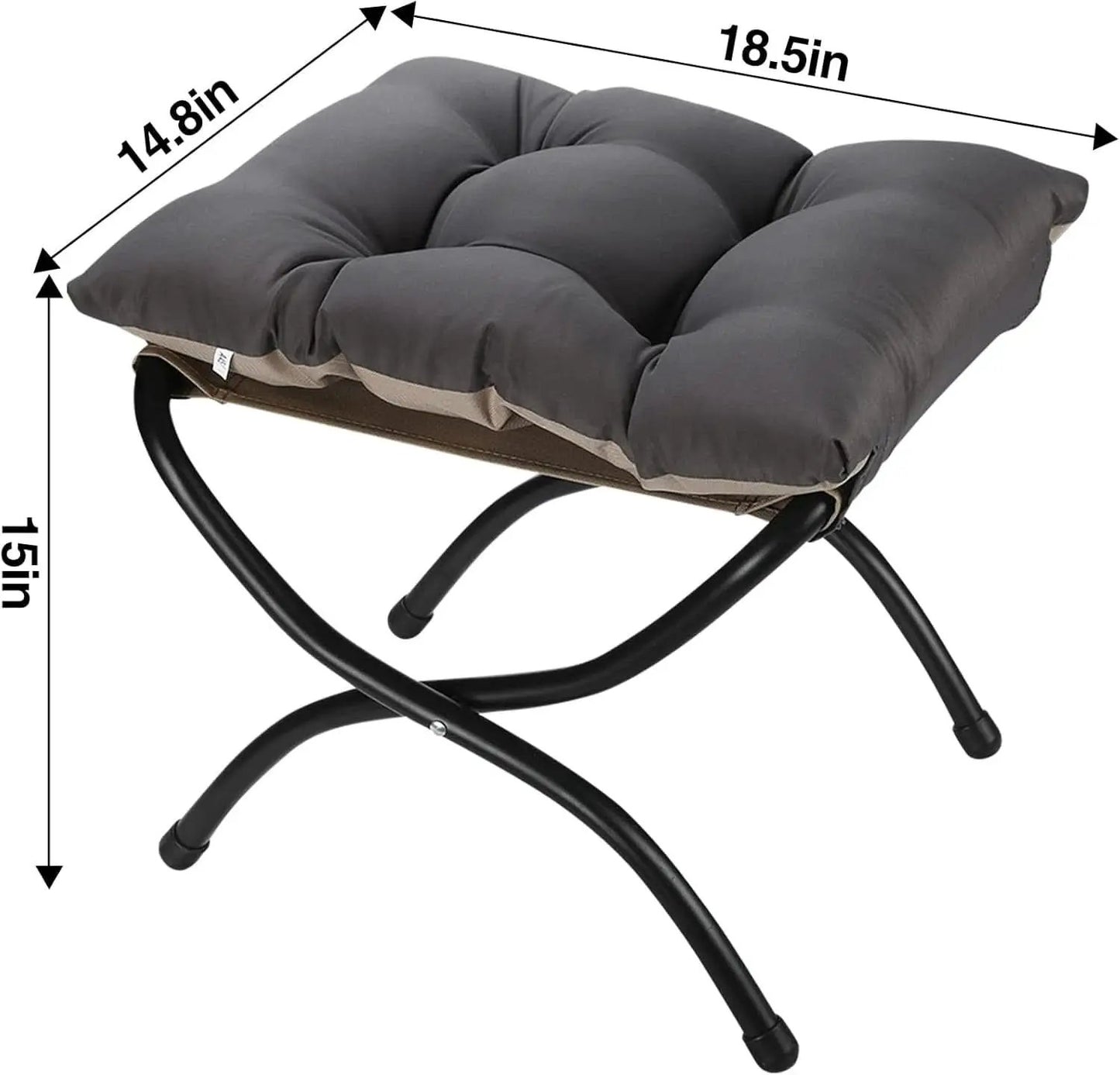 15 Inch Foldable Foot Stool Ottoman Charcoal Gray Washable from PriceLows™