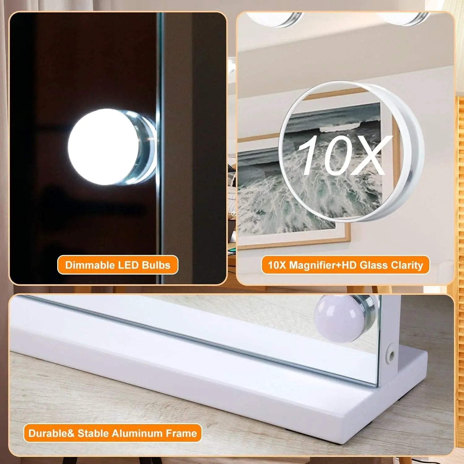 23 Inch Vanity Mirror With Dimmable Lights 10x Magnification from PriceLows™
