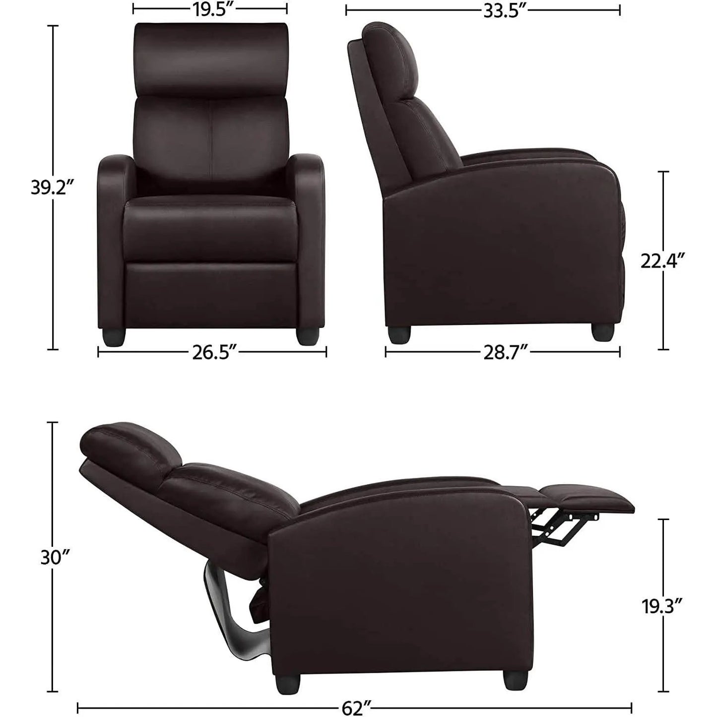 Set Of 2 PU Leather Padded Recliner Chairs For Living Room from PriceLows™
