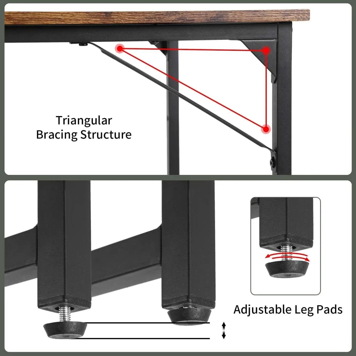 Computer Desk 47.2 Inch Brown With Metal Frame Home Office from PriceLows™