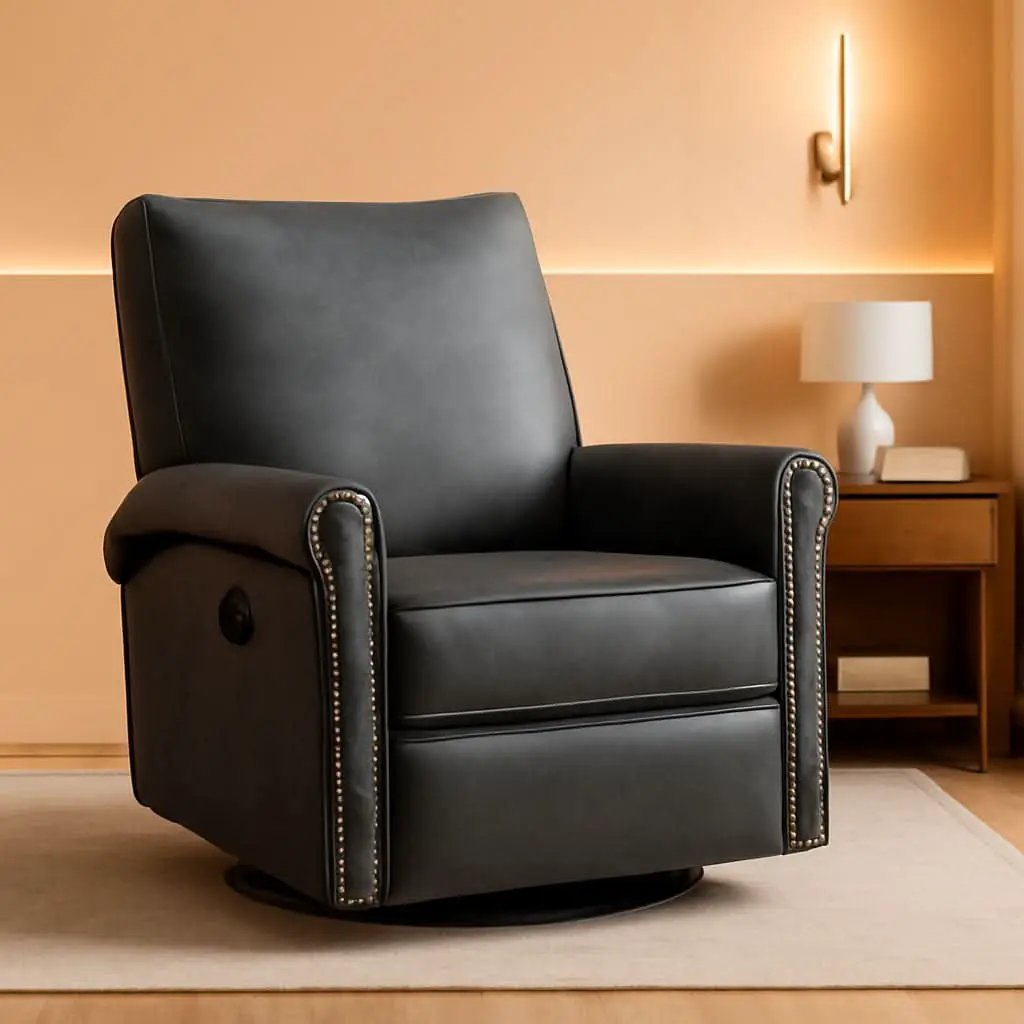 Large Leather Recliner Chair With Swivel Rocker Living Room from PriceLows™