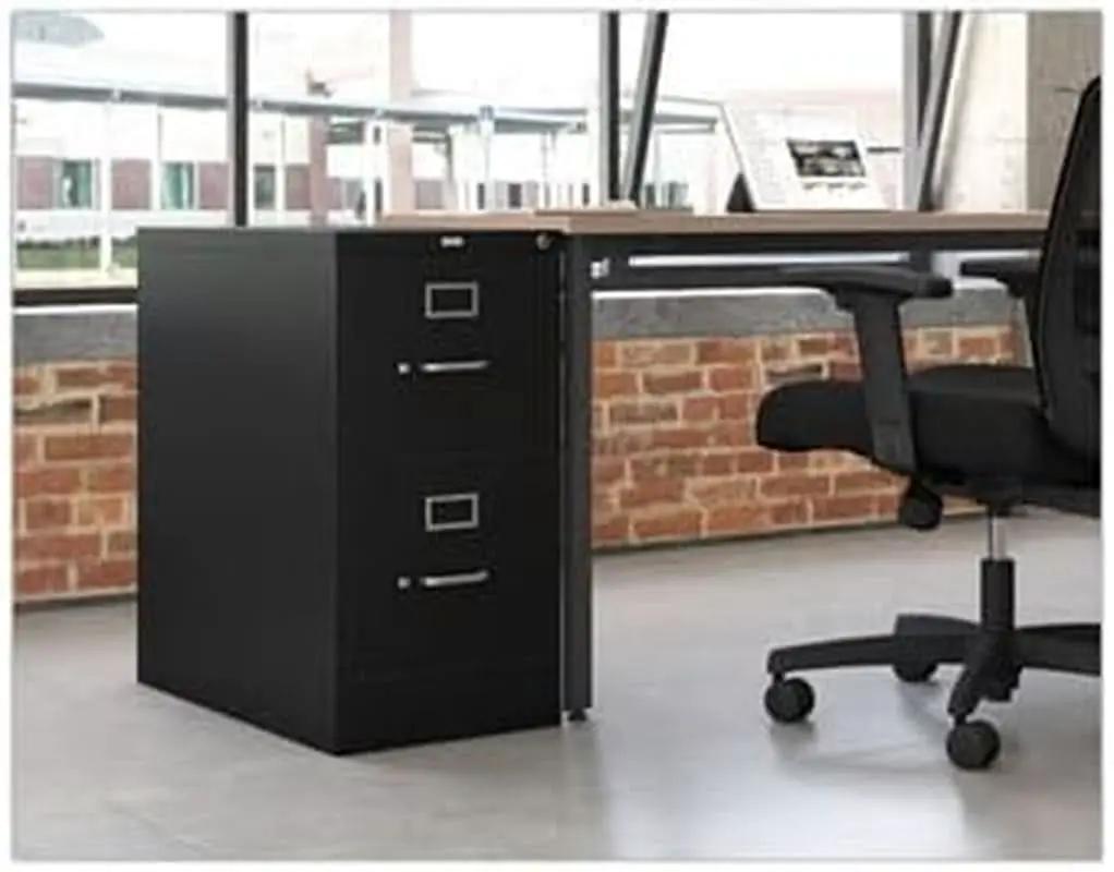 Two Drawer Office Filing Cabinet 310 Series Full Suspension Letter File Cabinet 26.5 Inch Depth Black from PriceLows™