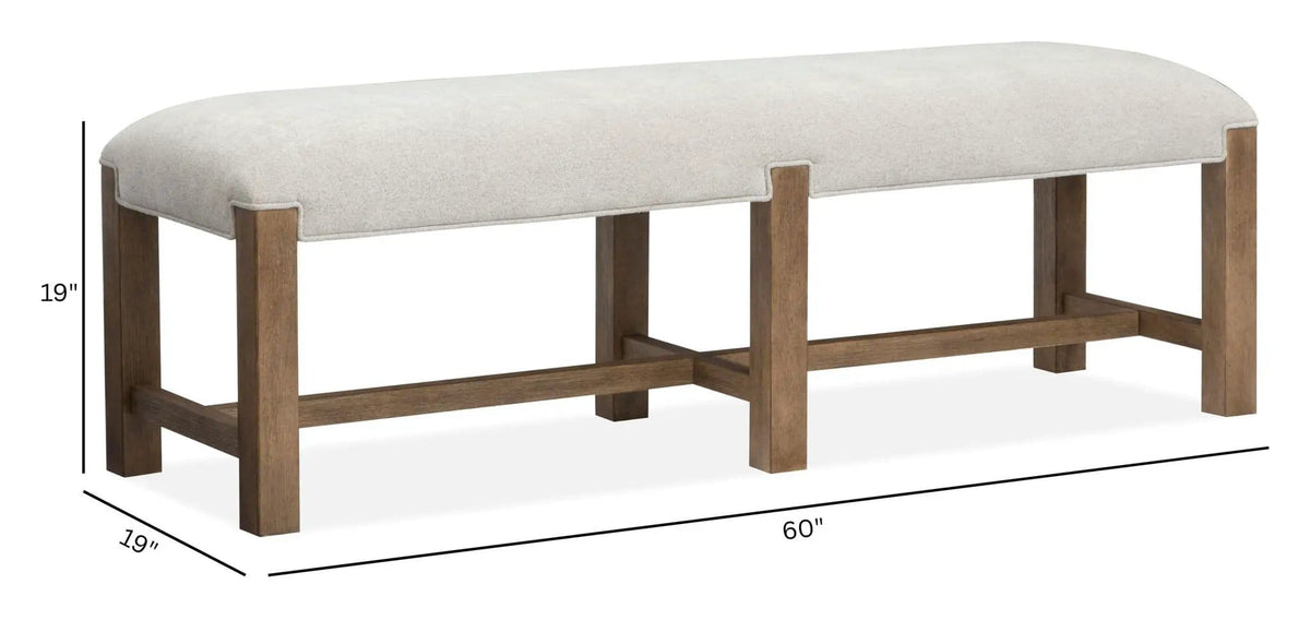 Plum Creek Bench | 2 Pieces | Oak Veneer & Fabric | Home