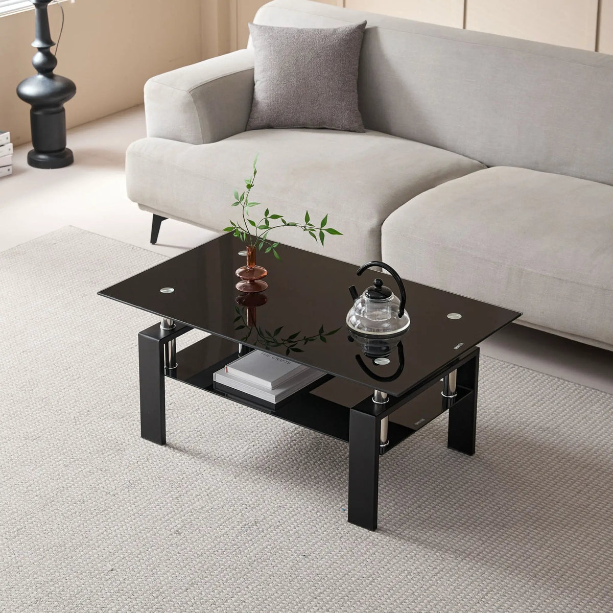 Tempered Glass Table | Hidden Storage | Easy Assembly