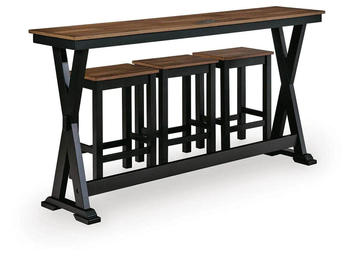 Wildenauer Rectangular Dining Room Counter Table Set (Set of 4) | 72.13 x 16 x 36 in | Mango Wood & Mdf | Brown / Black