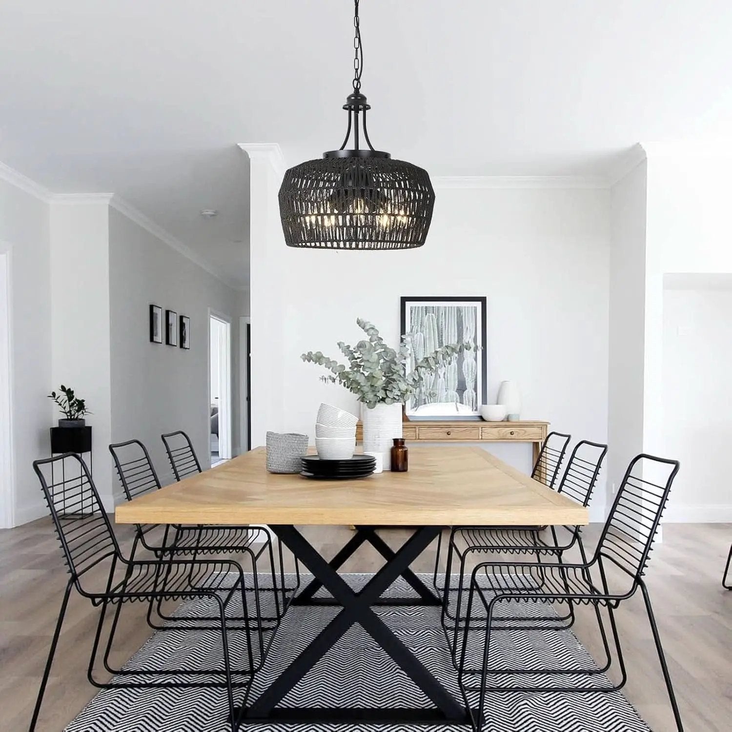 Five Light Black Chandelier For Farmhouse Dining Room from PriceLows™