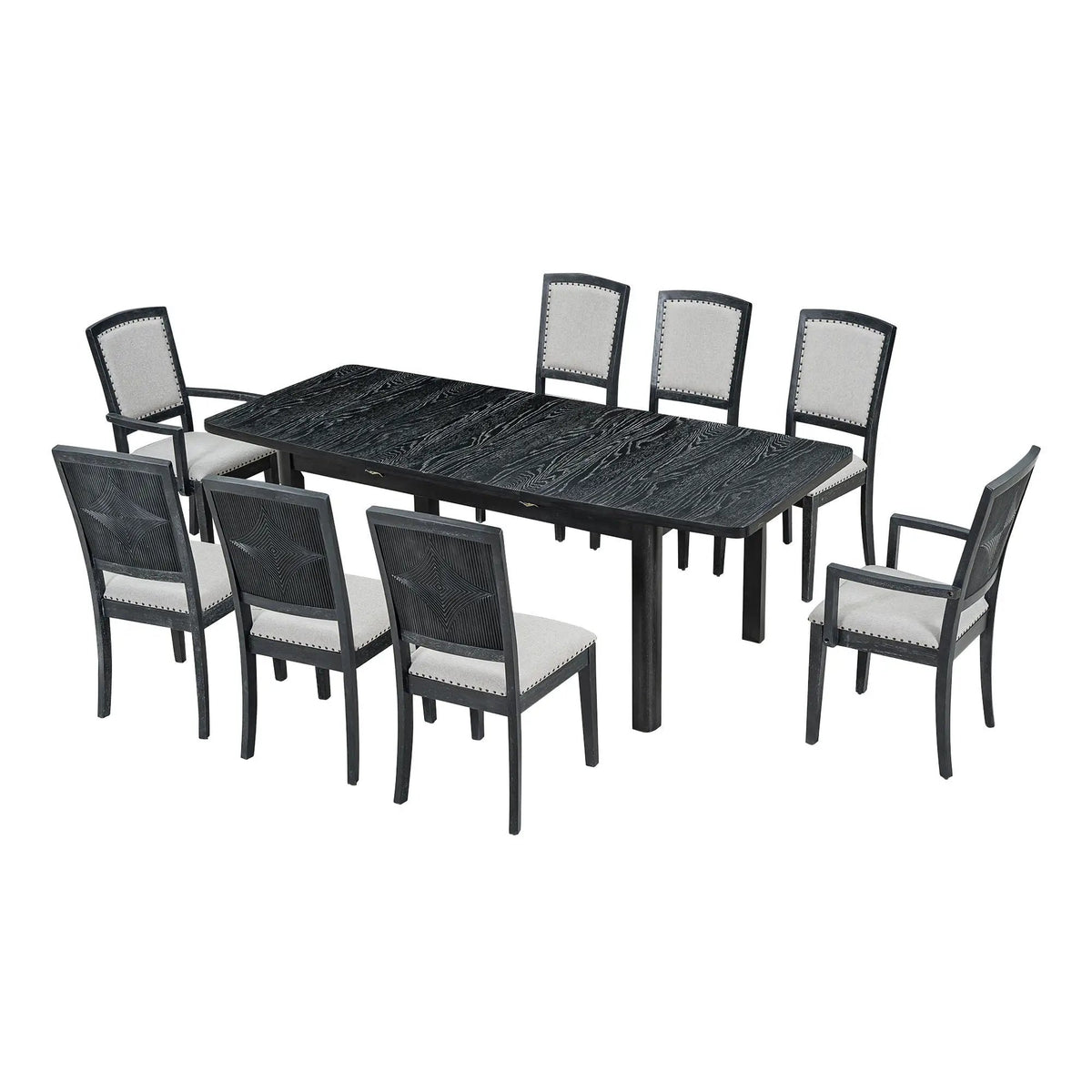 9 Piece Dining Set | Removable Leaf | Rubberwood | 24 Inch Extension