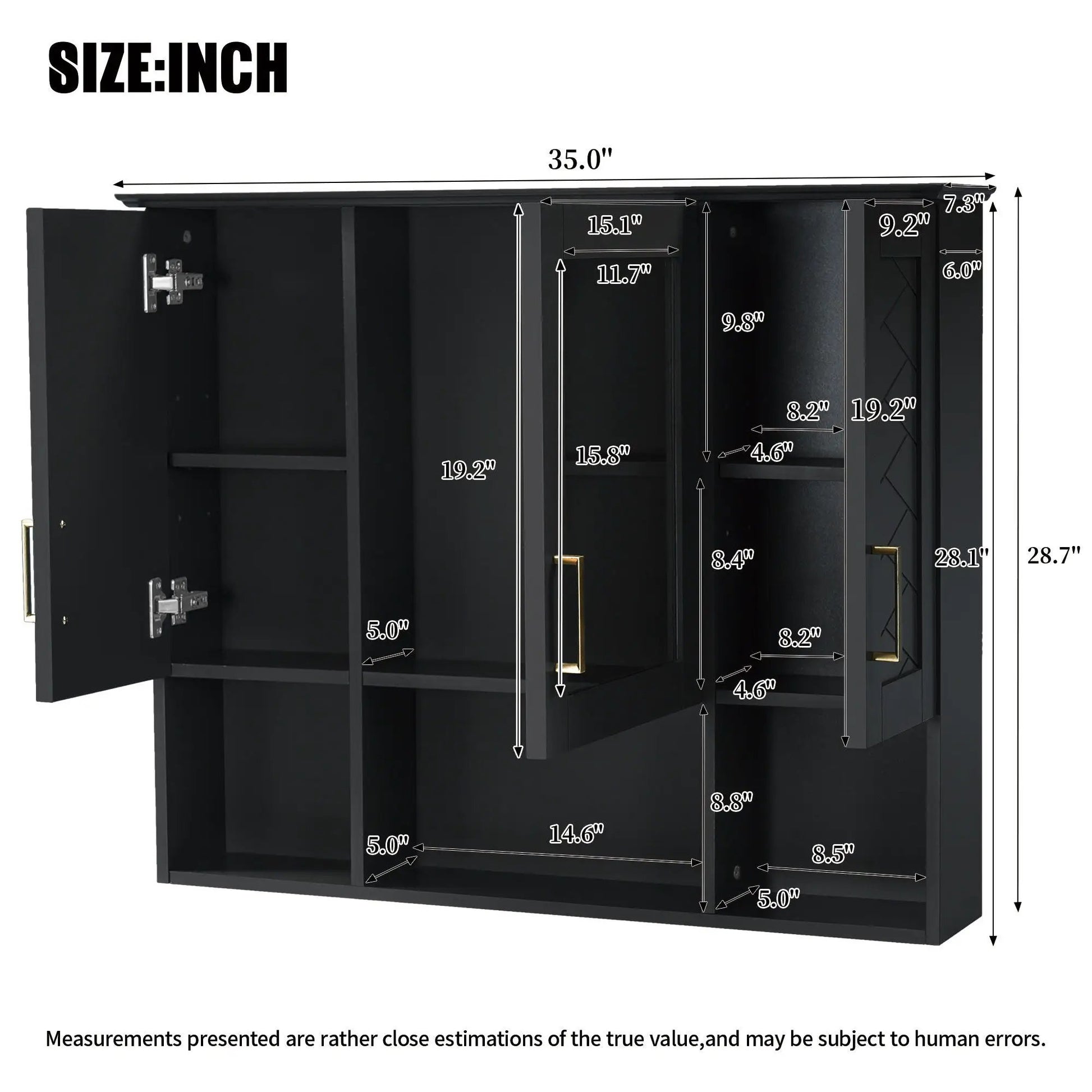 Modern Wall Mounted Medicine Cabinet With Adjustable Shelves, Soft Close Doors, High Define Mirror from PriceLows™