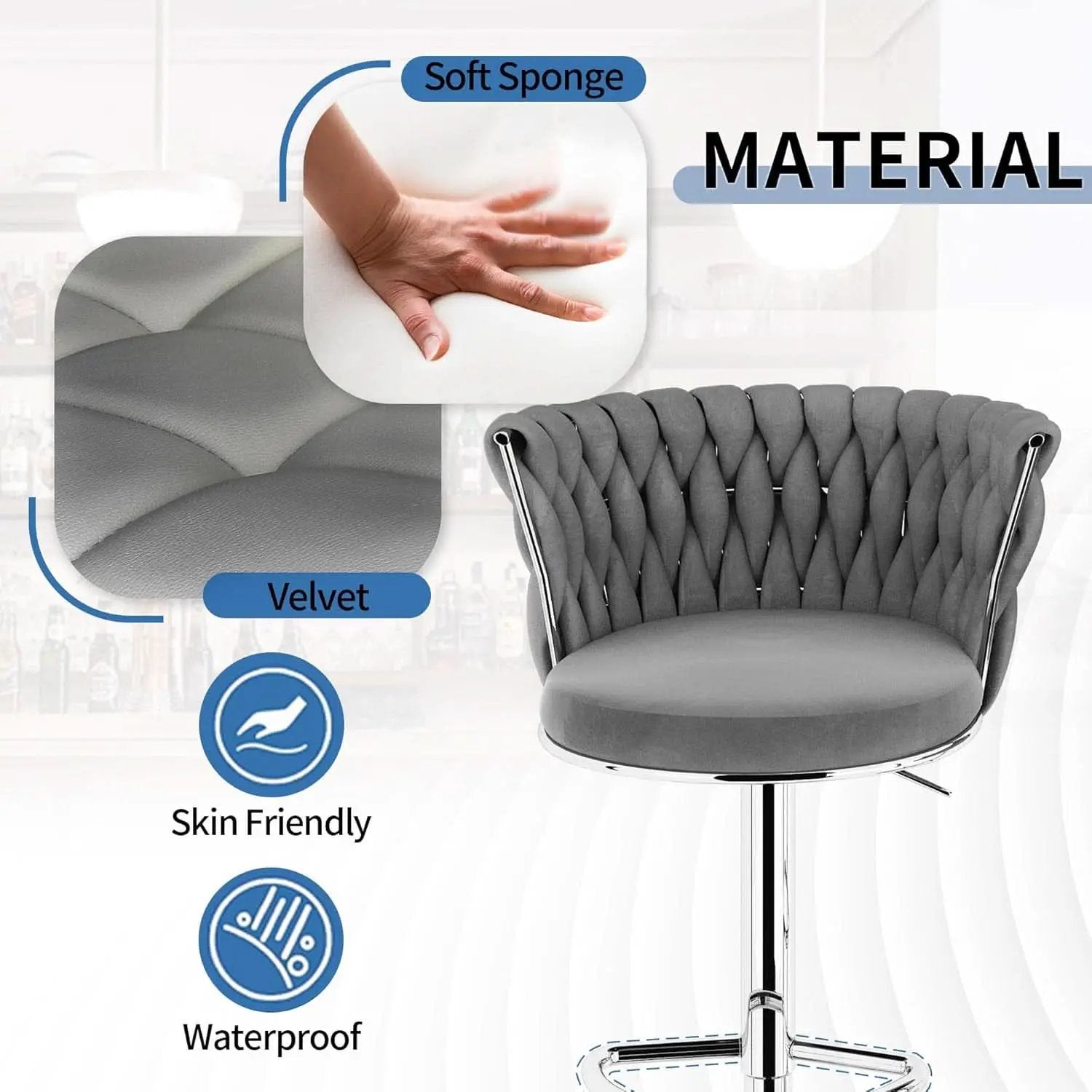 Modern Velvet Swivel Bar Stools Set of Four from PriceLows™