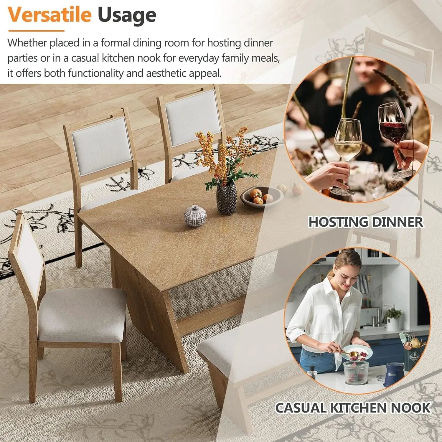 Natural Vintage Rustic Handcrafted Dining Table Set from PriceLows™