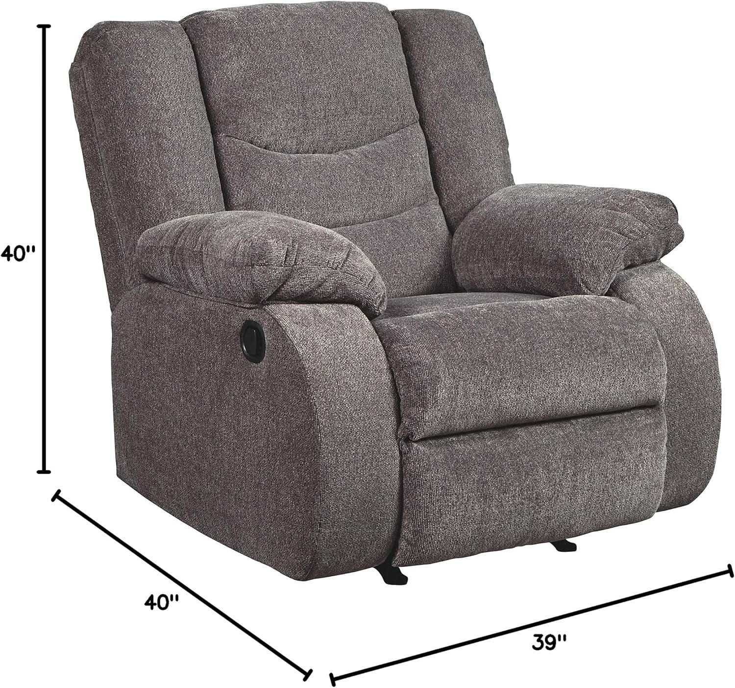 Dark Gray Rocker Recliner With Waterfall Back Design from PriceLows™