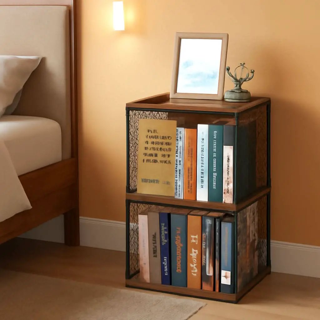 2 Cube Stackable Book Shelves Organizer Black Brown Wood For Kids Rooms And Living Spaces from PriceLows™