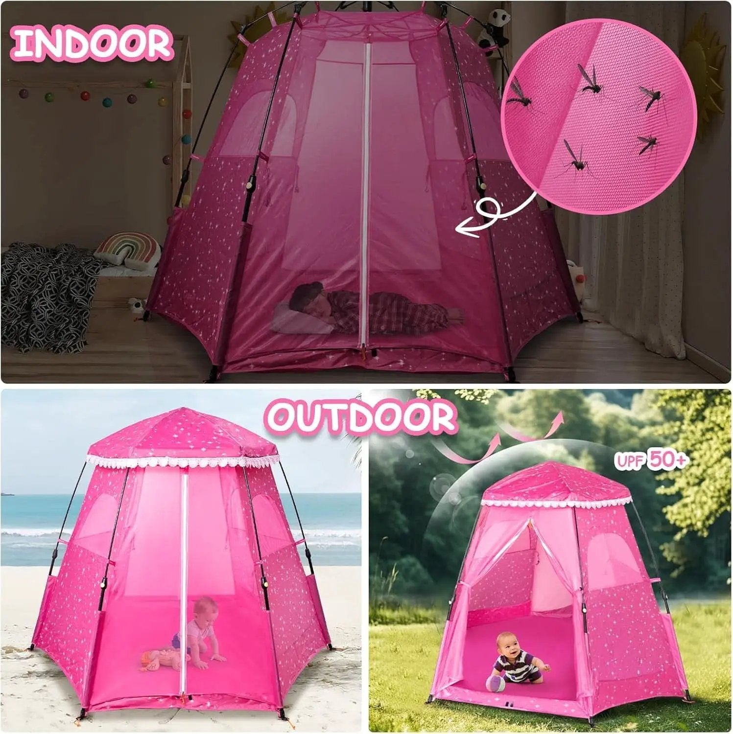 Kids Pop Up Play Tent 78x66 Inch Princess Castle Playhouse from PriceLows™