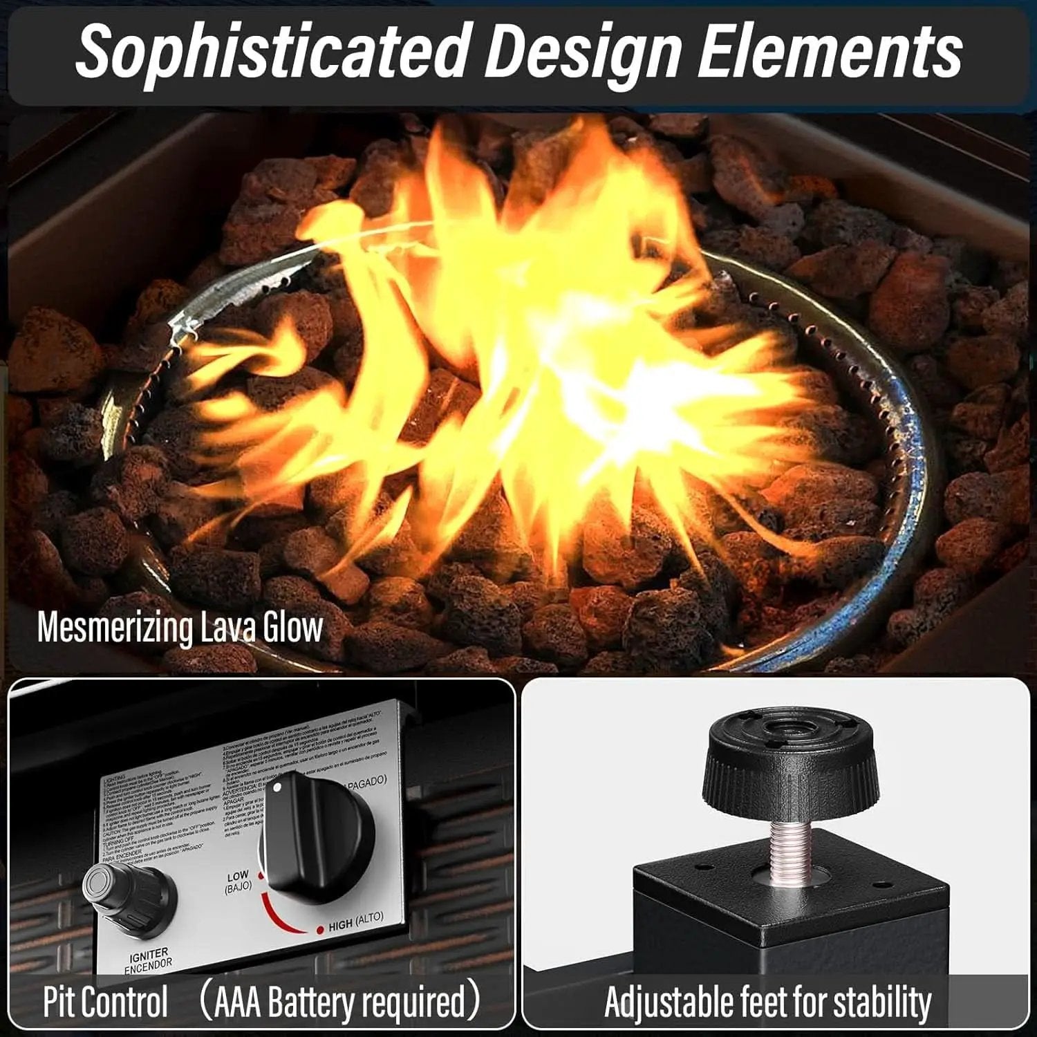 7 Piece Patio Set With Fire Pit Table And Swivel Rocker Chairs from PriceLows™