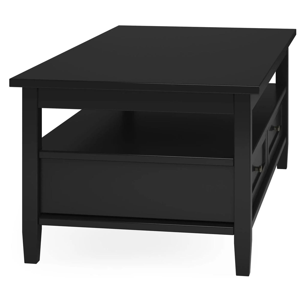 Warm Shaker Solid Wood Table | Bottom Drawer | Open Shelf Storage