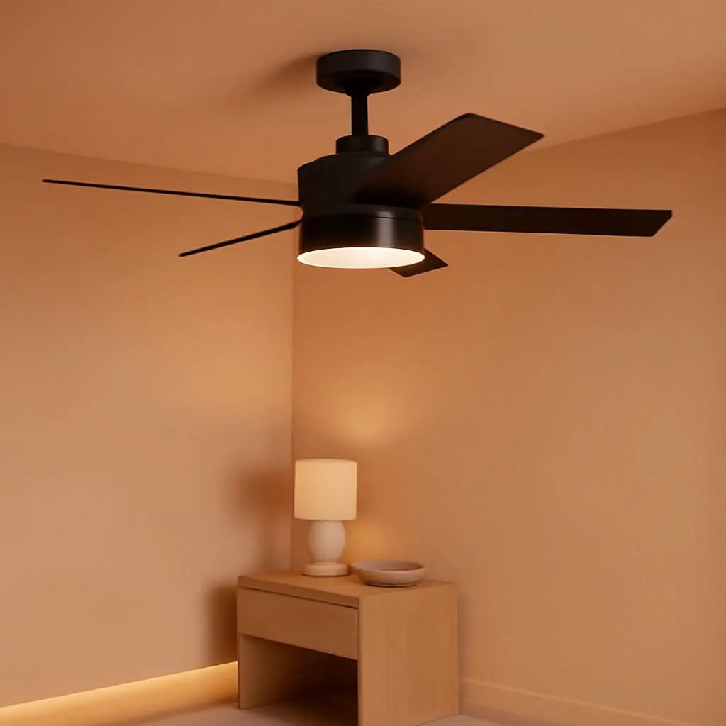 52 Inch Black Ceiling Fan With Dimmable 3 Color LED Lights And Remote from PriceLows™
