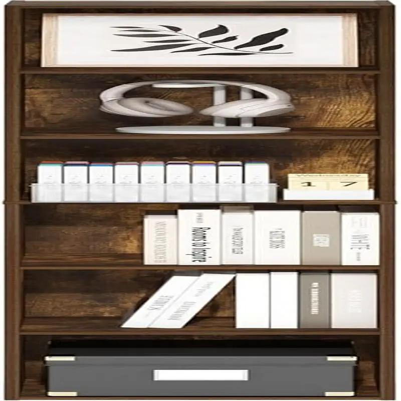 Amber Pine Six Tier Open Shelf Bookcase Home Office Storage from PriceLows™
