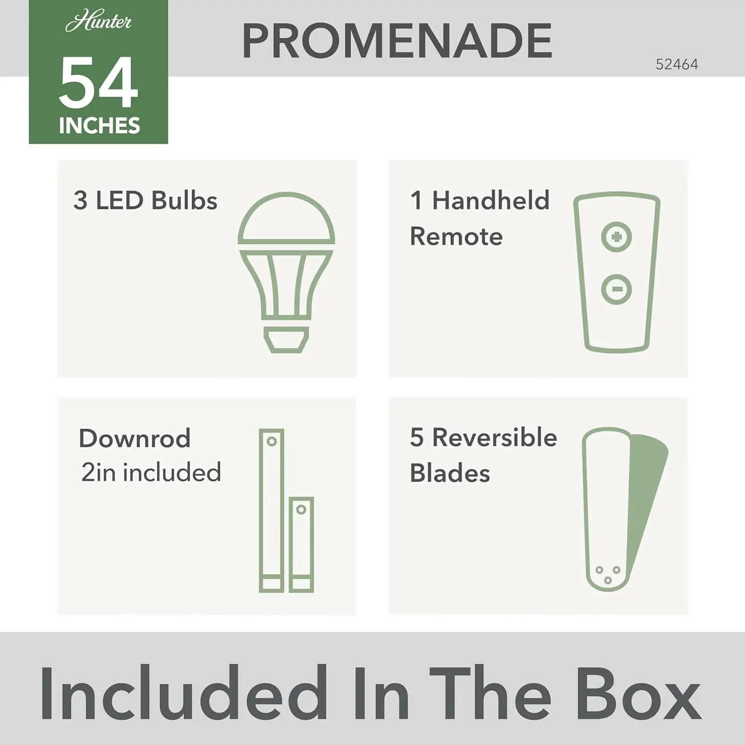 Promenade 54 Inch Indoor Ceiling Fan LED Lights Bronze Finish DC Motor Remote from PriceLows™
