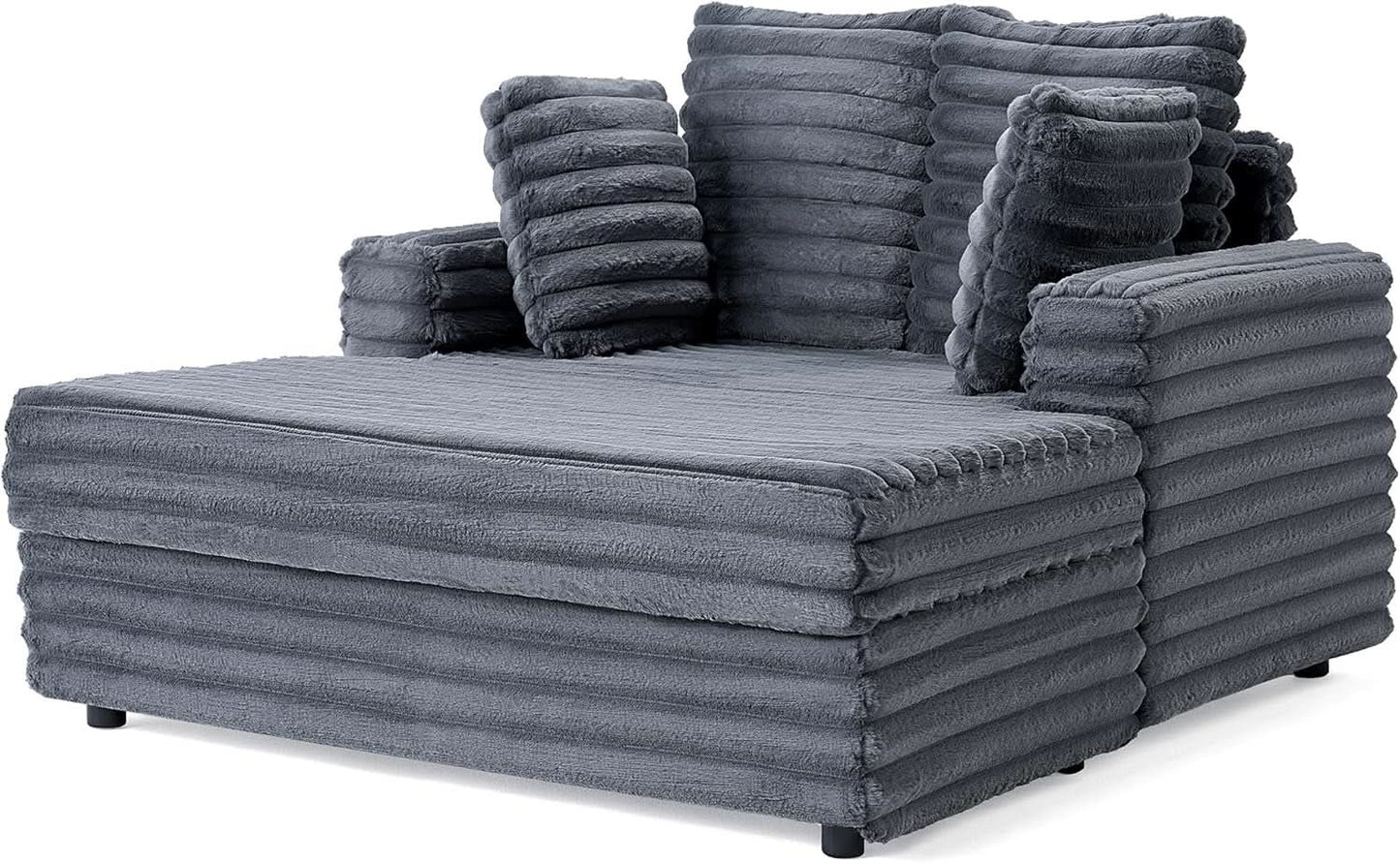 53 Inch Chaise Lounge Grey Sleeper Chair For Living Room from PriceLows™