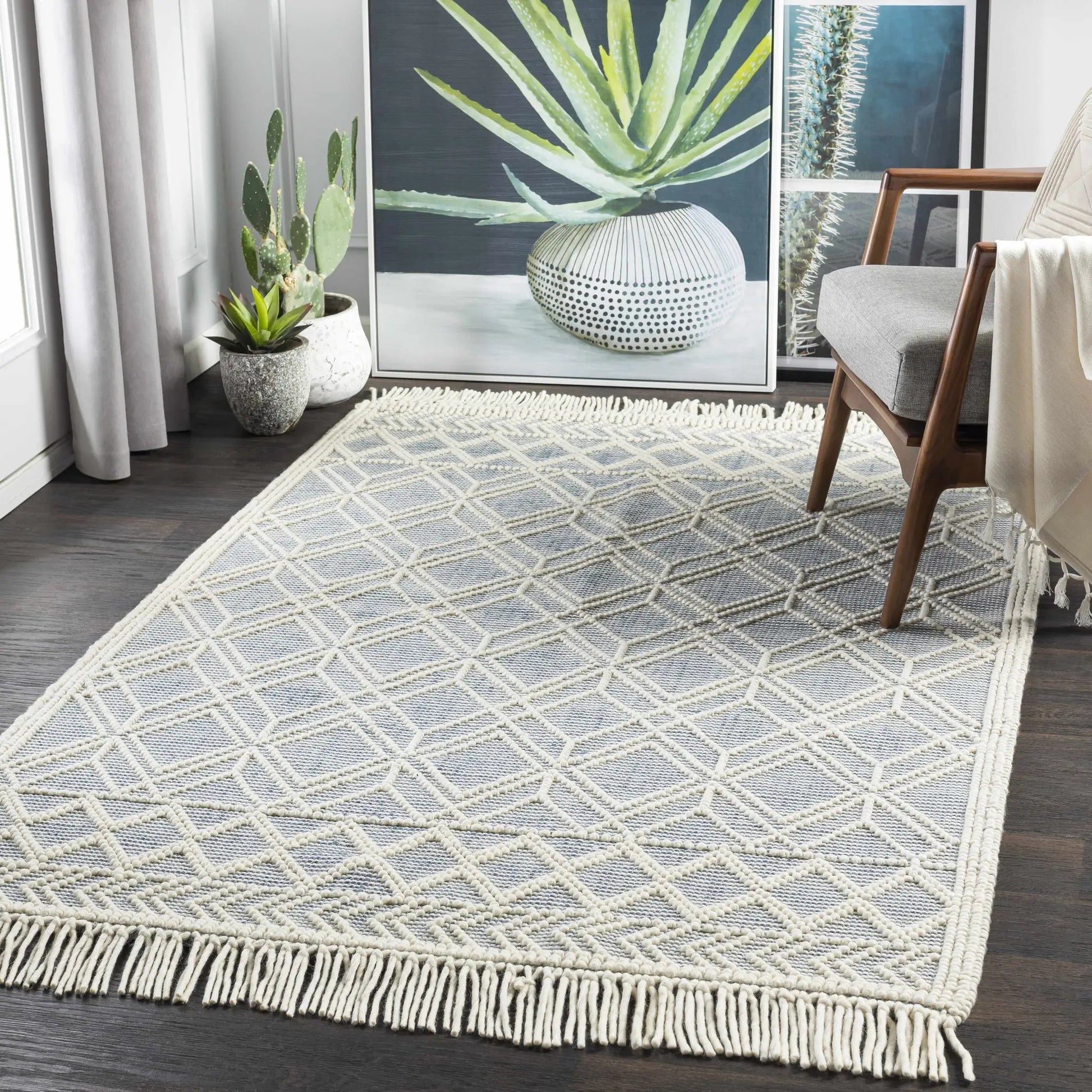 Ramsbury Ivory & Blue Area Rug from PriceLows™