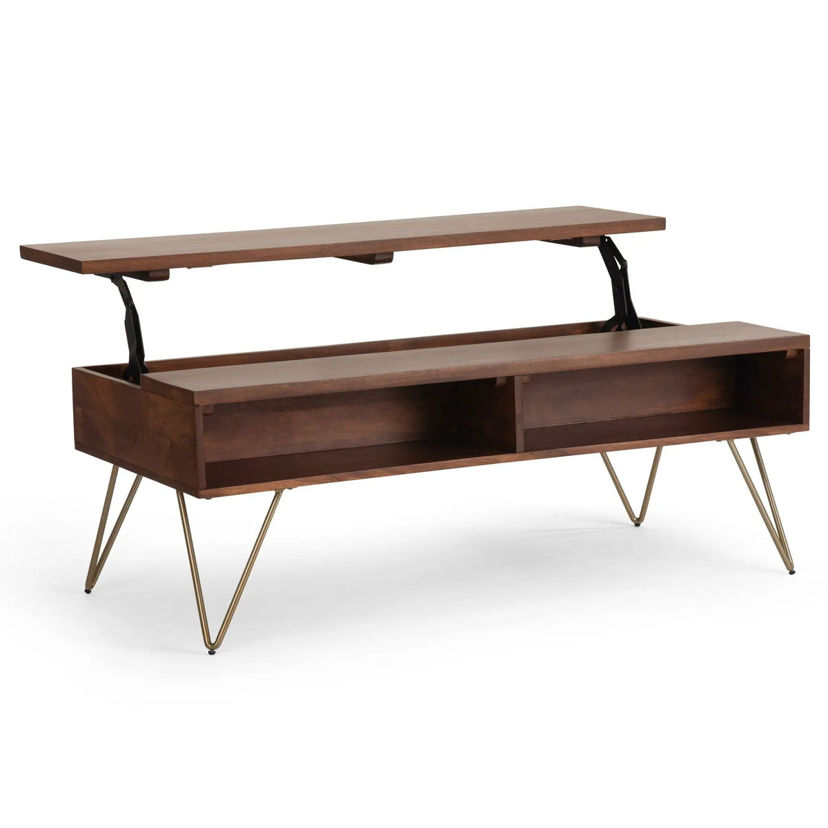 Hunter Lift Top Coffee Table | Handcrafted Solid Mango Hardwood | Split Lift Top | Large Storage Area