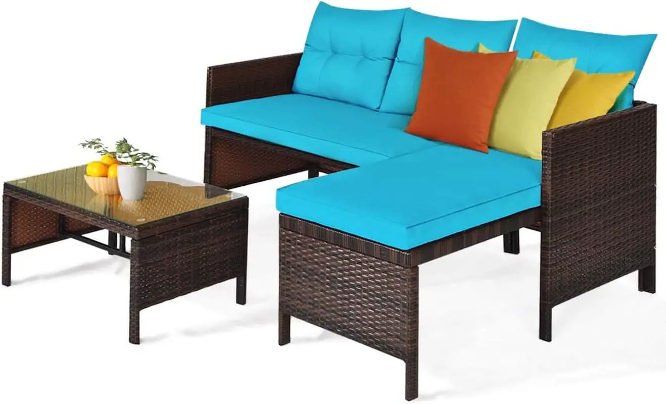L-Shaped Outdoor Rattan Sofa Set with Coffee Table from PriceLows™