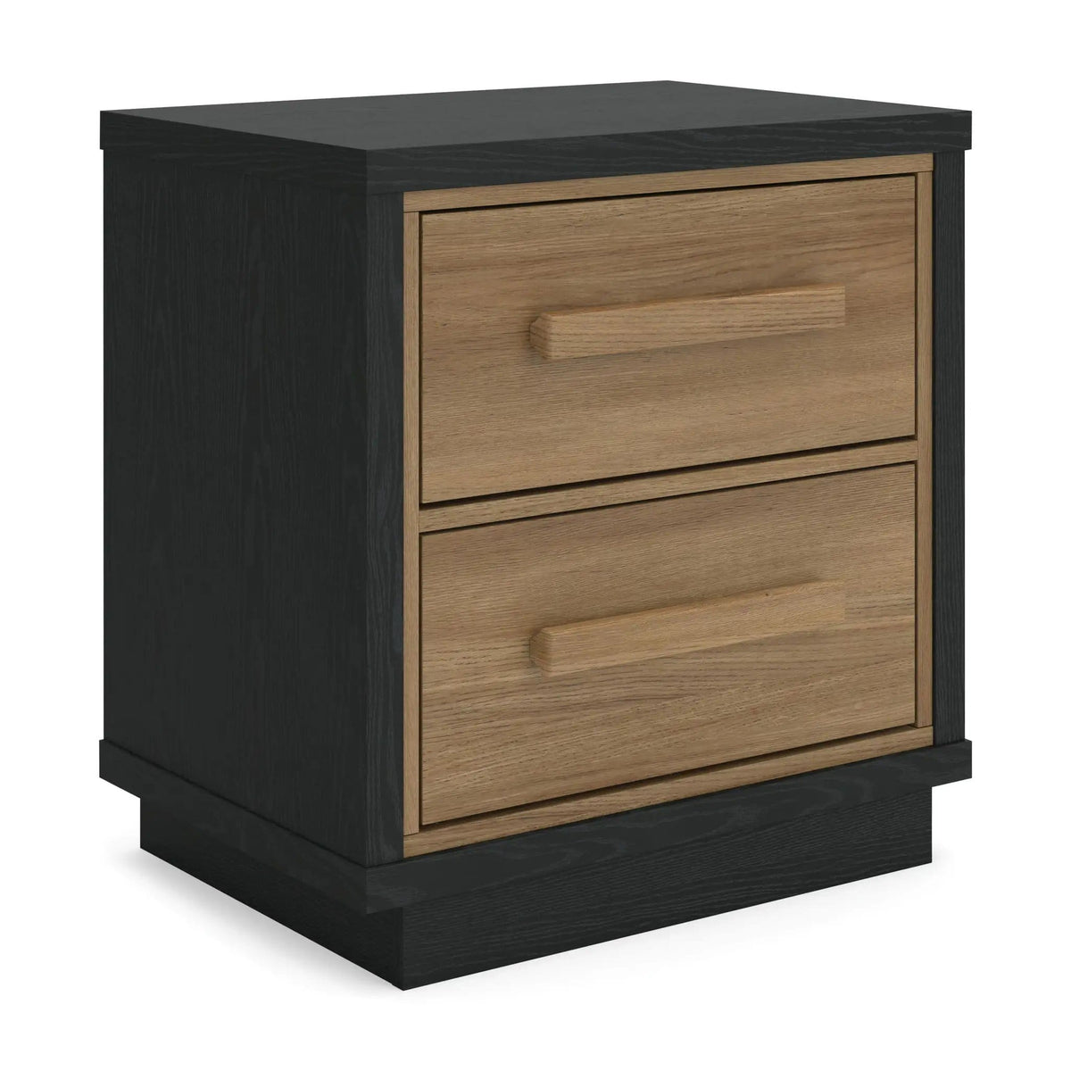 Kozmour Two Drawer Night Stand Accent Nightstand | 22.13 x 15.63 x 23.94 in | Engineered Wood & Mdf | Black / Brown