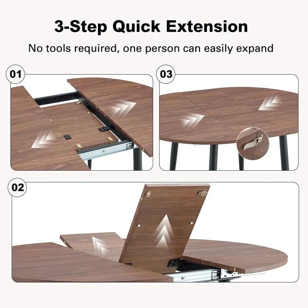 Walnut Extendable Dining Table Set Six Chairs Upholstered from PriceLows™
