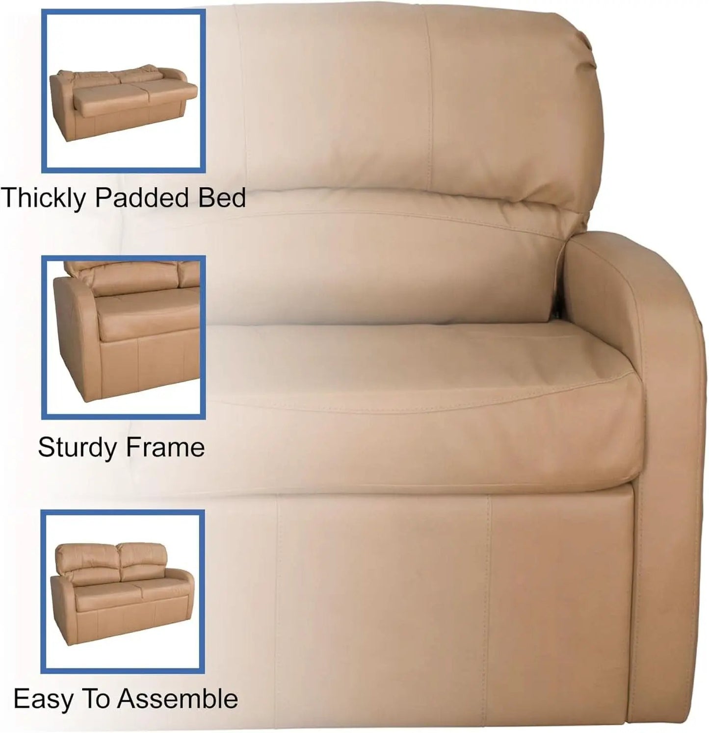 65 Inch Jack Knife RV Sleeper Sofa Toffee Leather PUPro Plus from PriceLows™
