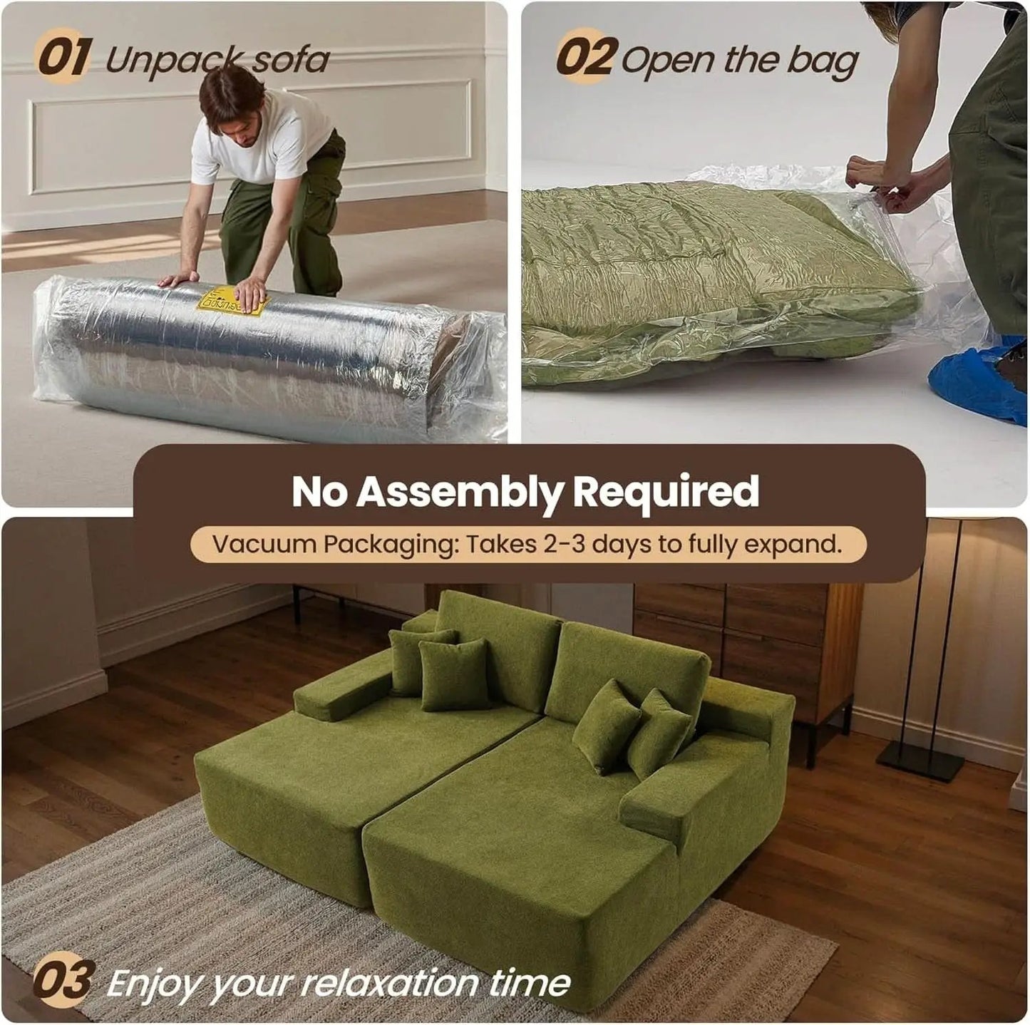 Green Cloudlike Velvet Oversized Double Chaise Lounge from PriceLows™