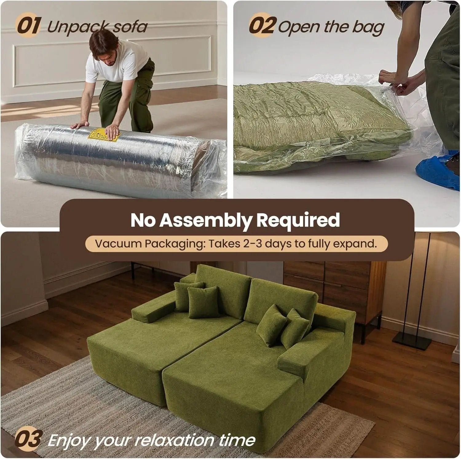 Green Cloudlike Velvet Oversized Double Chaise Lounge from PriceLows™