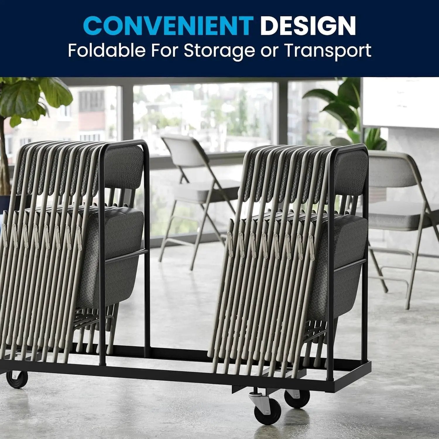 Gray Metal Folding Event Chairs With Cushioned Seats Set Of 2 from PriceLows™