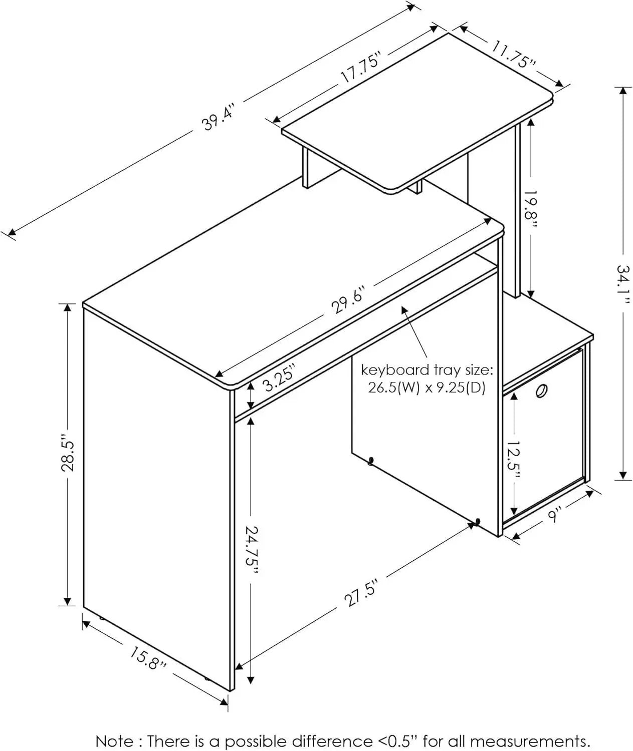 Econ Compact Office Desk With Storage Shelves Sonoma Oak from PriceLows™
