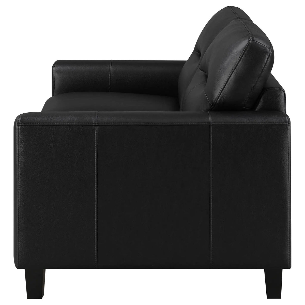 Scotland Faux Leather Upholstered Track Arm Loveseat | 58 x 35 x 34 in | Faux Leather | Black